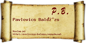 Pavlovics Balázs névjegykártya