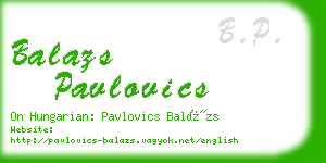 balazs pavlovics business card